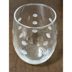 Mikasa Cheers Stemless Wine Glass Etched Polka Dot 5” Replacement - MINT